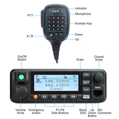 1000 canais Rádio móvel digital VHF UHF 50W Walkie Talkie de alta potência TYT MD-9600