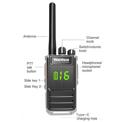 Walkie Talkie profissional de mão UHF codificado de 400-470 MHz com bateria de longa duração