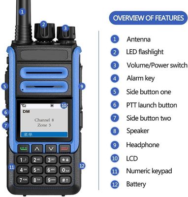 VHF 136-174MHz Tk-3207 UHF 400-470MHz Two Way Radio Long Range Walkie Talkie para BF-DR1802