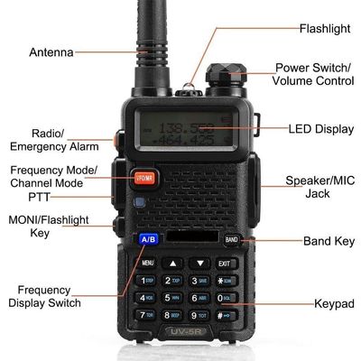 Walkie Talkie portátil BF UV5R 8w banda dupla UHF VHF rádio 400-470MHz 3km alcance