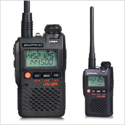 Walkie Talkie UV-3R Long Range Dual Band UHF VHF Handy Two Way Radio com ecrã LCD