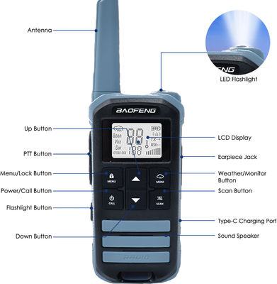 BF FR-22A 2W Walkie Talkie de longo alcance para caminhadas Interfones para comunicação ao ar livre