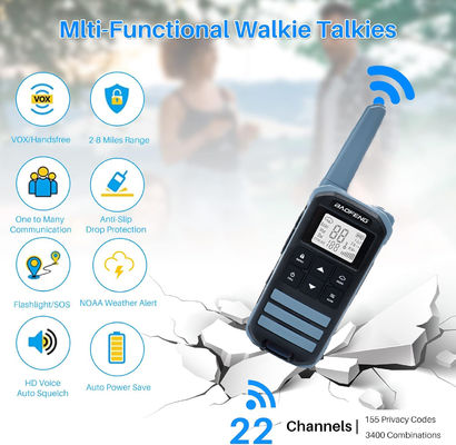BF FR-22A 2W Walkie Talkie de longo alcance para caminhadas Interfones para comunicação ao ar livre