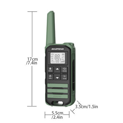 BF FR-22A 2W Walkie Talkie de longo alcance para caminhadas Interfones para comunicação ao ar livre