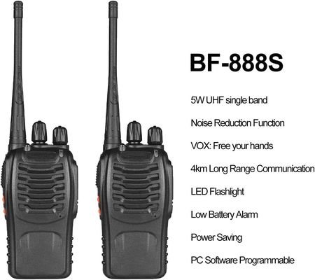 Intercomunicador sem fio de banda dupla UHF/VHF BF-888S para comunicação e 99 canais de armazenamento