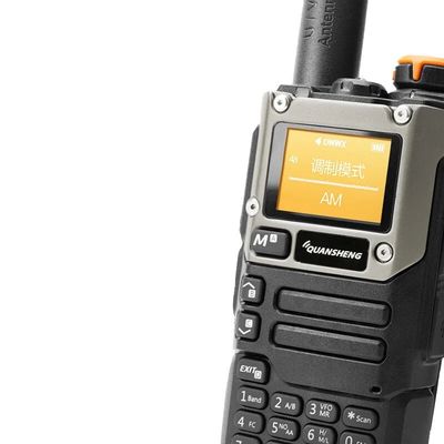 Rádio analógico de banda dupla Walkie-Talkie de duas vias Prateado preto para comunicação suave