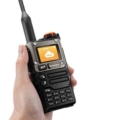 Rádio analógico de banda dupla Walkie-Talkie de duas vias Prateado preto para comunicação suave