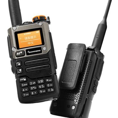 Rádio analógico de banda dupla Walkie-Talkie de duas vias Prateado preto para comunicação suave