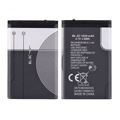 Baterias recarregáveis de telemóvel BL-5C Liion para Nokia 6600 6230 3650 E50 N70 1100 6268 E70 3.7V 1020mAh