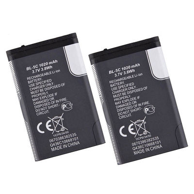 Baterias recarregáveis de telemóvel BL-5C Liion para Nokia 6600 6230 3650 E50 N70 1100 6268 E70 3.7V 1020mAh