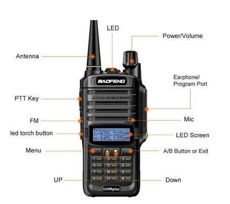 Rádio móvel digital 10W Potência de saída Waterproof IP67 Walkie Talkie Communicator