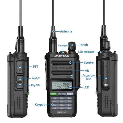 GMRS Walkie Talkie Tipo Baofeng UV-9R PRO Impermeável IP68 Rádio UHF/VHF de longo alcance