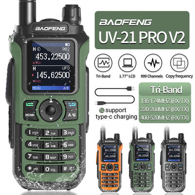 Long Range Baofeng UV-21 Pro Walkie Talkie com 999 CHS Intercom e freqüência de banda dupla