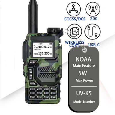 5W Quansheng UV-K5 Walkie Talkie Two Way Radio com carregador USB-C Tipo de frequência VHF UHF