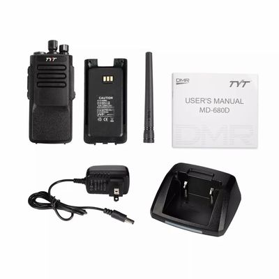 TYT preto MD-680D IP67 à prova d'água 10W DMR Walkie Talkie profissional VHF/UHF