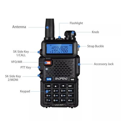 136-174MHz 400-470MHz Baofeng UV5R 8w Dual Band Walkie Talkie para Aventuras ao Ar Livre