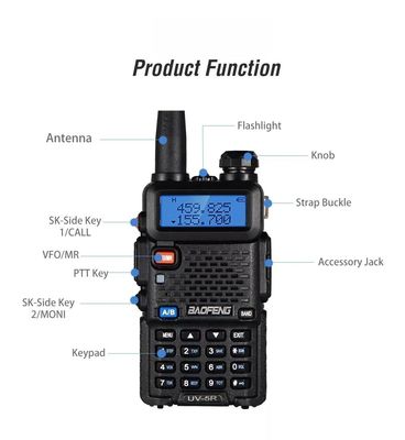 5 cores Vhf Walkie Talkie Dual Band Digital Baofeng Uv-5r Rádio de duas vias para Ham Radio