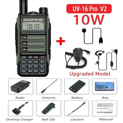 2024 BaoFeng UV-16 PRO High Power TYPE-C Walkie Talkie com cor preta e saída de 5W