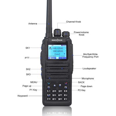 Baofeng DMR DM-1701 128 Canal de armazenamento 136-174MHz 400-470MHz Rádio de mão de duas vias
