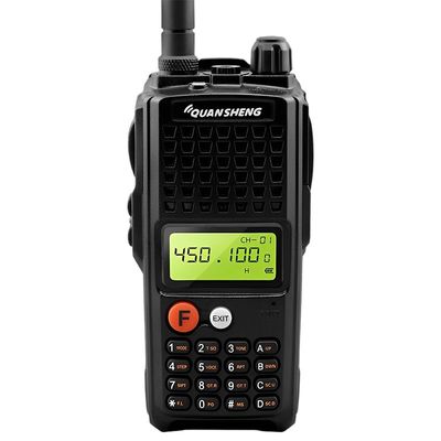 Walkie Talkie preto com capacidade de bateria de 4000mAh e digitalização de múltiplas frequências
