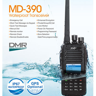 131*61*36mm TYT MD-UV390 DMR Digital Walkie Talkie IP67 Transceptor VHF/UHF à prova d'água