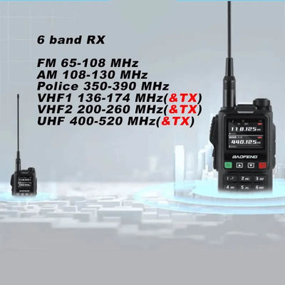 133*62*32mm Walkie Talkie preto Hm-618 Modo de poupança de energia Banda larga/estreita GPS/Glonass