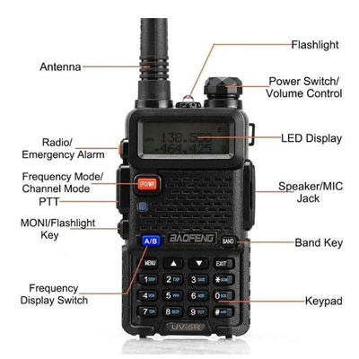 128 canais Baofeng UV-5R Walkie-Talkie Resistente à água 5-10KM Faixa VHF UHF Frequência