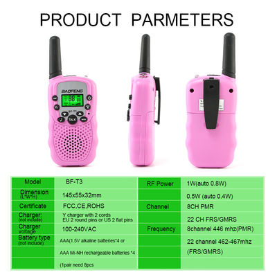 Brinquedo de rádio de bolso para crianças Transceptor de longo alcance recarregável 22 canais Design de desenhos animados