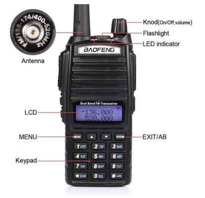 220g Preto UV82 8W BAOFENG Dual Band 2 Way Walkie Talkie UV-82 e Rádio mais vendido