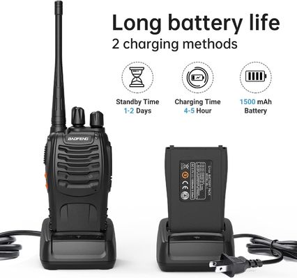 BF-888S Baofeng 5W Walkie Talkie com capacidade de bateria de 1500mAh e tipo de frequência UHF