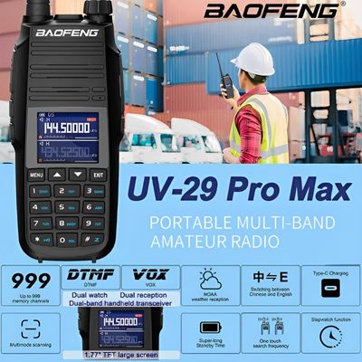 Walkie Talkie de longo alcance Baofeng UV-29L Talkie-Walkie 10W USB-C Transceptor de rádio