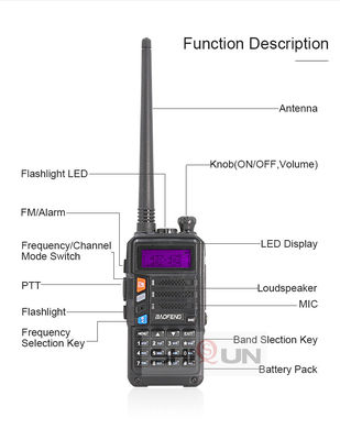 Potência de saída de 8W Baofeng UV-5R Plus Tri-Power Ham Radio Transceiver com carga USB-C