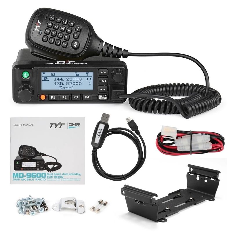 1000 canais Rádio móvel digital VHF UHF 50W Walkie Talkie de alta potência TYT MD-9600