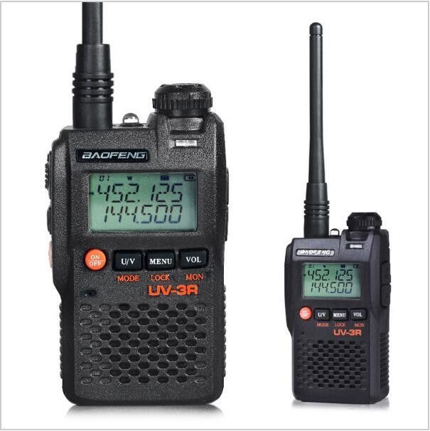 Walkie Talkie UV-3R Long Range Dual Band UHF VHF Handy Two Way Radio com ecrã LCD