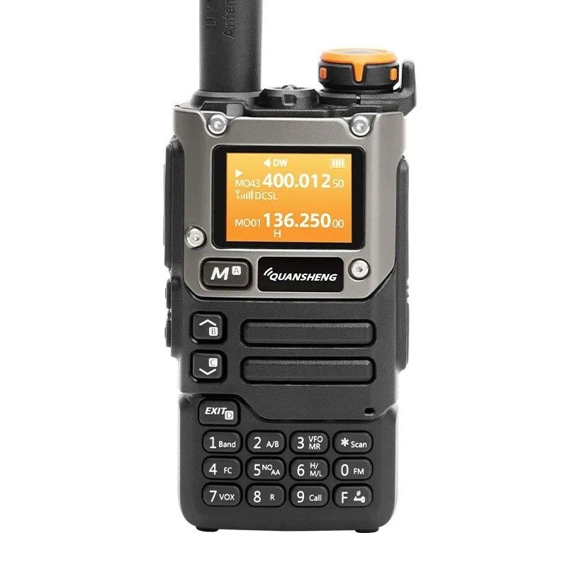 Rádio analógico de banda dupla Walkie-Talkie de duas vias Prateado preto para comunicação suave