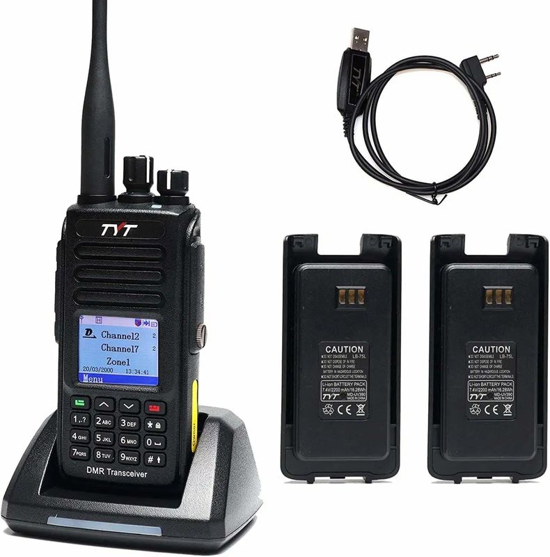 Walkie Talkie Tyt MD-UV390 Banda dupla VHF UHF Dmr Rádio à prova d'água à prova de poeira IP67 201g