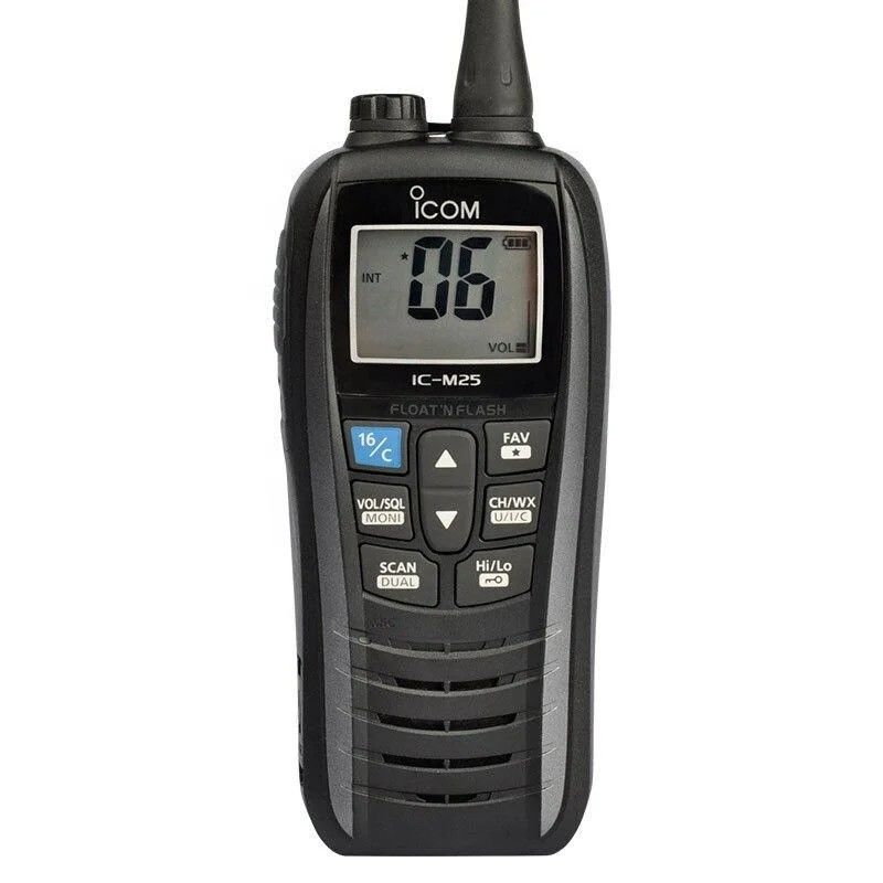 IC-M25 Intercom portátil Walkie Talkie 5W 128 / 16 canais impermeável portátil preto em 2024